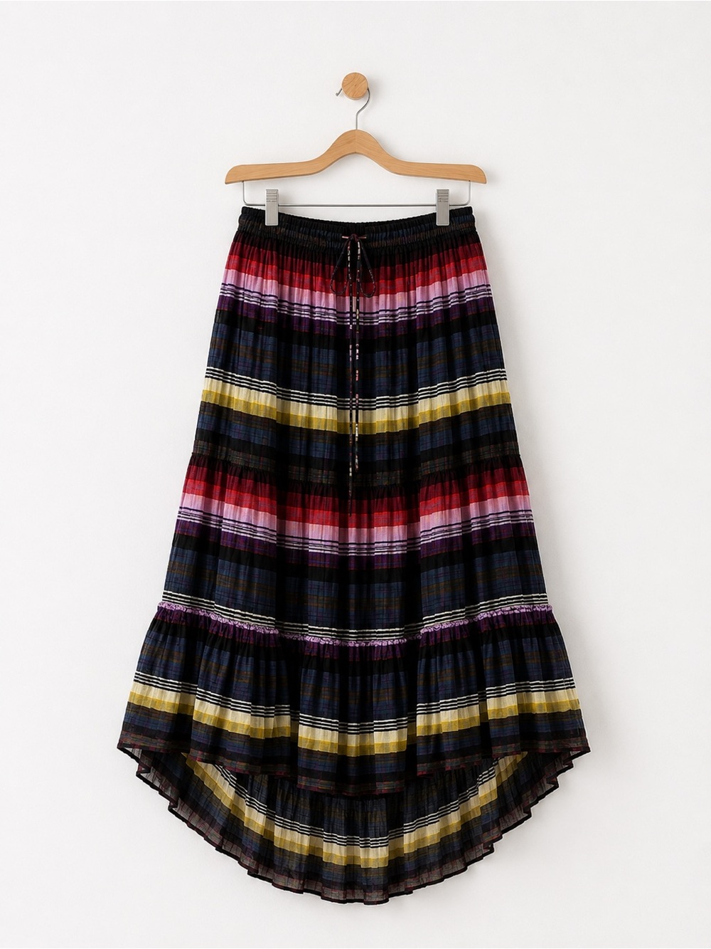 Free People Black Multi High-Low Striped Maxi Skirt - Picture 2 of 2